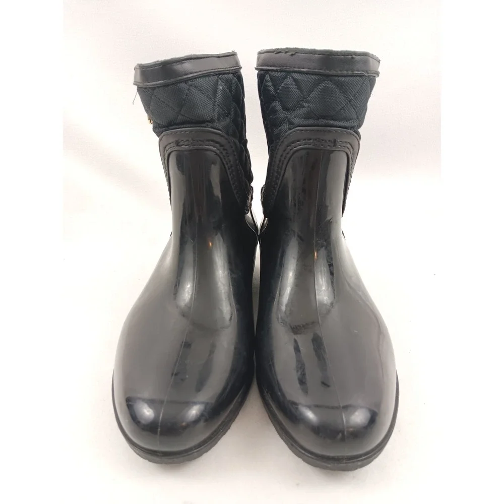 Tommy Hilfiger Francie Black Quilted Rain Boots Ankle‎ Booties Size 6M